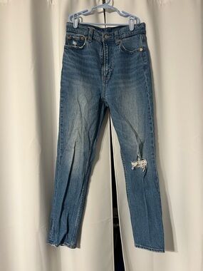 High-Rise Distressed Blue Women's Jeans